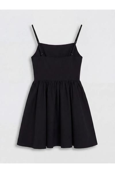LC Waikiki Μίνι φόρεμα από ποπλίνα με μαύρα κορδόνια και λουράκια στη μέση