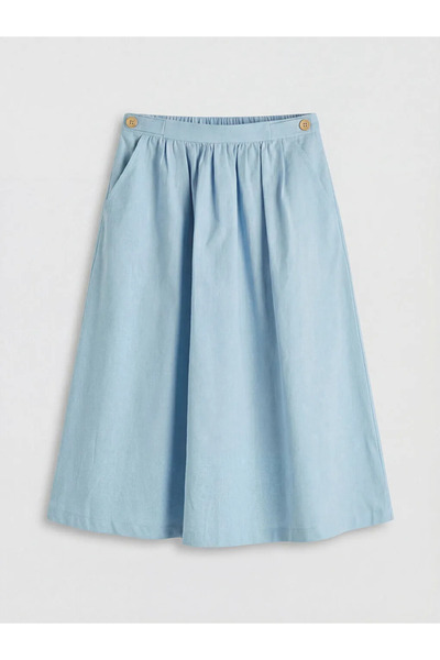 LC Waikiki Μπλε Κοριτσίστικη Φούστα Λινό Μικτού Σχεδίου