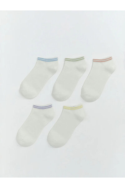 LC Waikiki Ecru ριγέ γυναικεία μποτάκια Κάλτσες 5 τεμαχίων