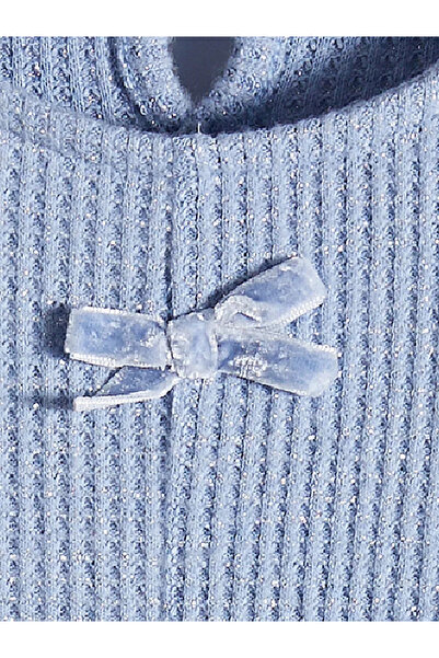 LC Waikiki Μπλε φόρεμα για κορίτσια με λεπτομέρεια από γκλίτερ και φιόγκο