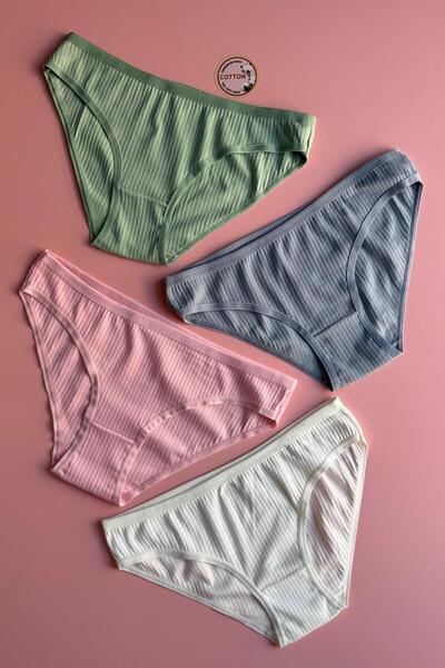 VicTroy Γυναικεία ελαστικά τριγωνικά εσώρουχα 4 τεμαχίων από βαμβάκι σε ροζ, ...