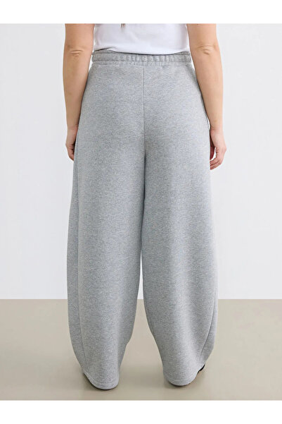 LC Waikiki Γκρι γυναικείο παντελόνι με ελαστική μέση