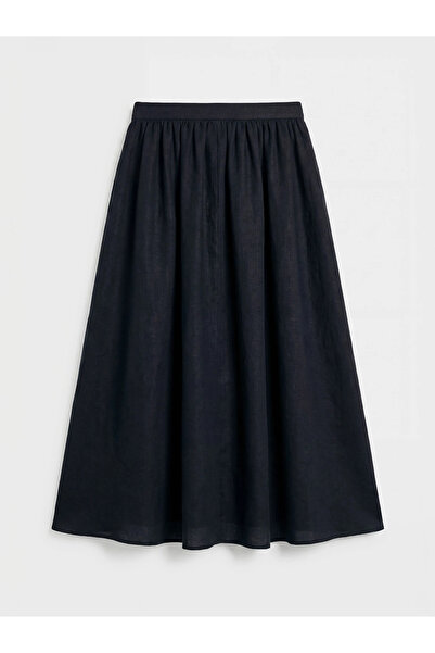 LC Waikiki Μαύρη φούστα με φερμουάρ στη μέση Με σούρες Κλοσέ