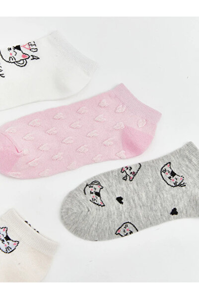 LC Waikiki Γυναικεία μποτάκια με σχέδιο εκρού Κάλτσες 5 τεμαχίων