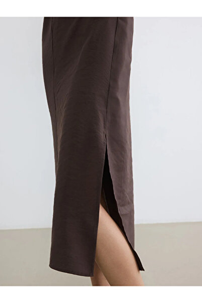 LC Waikiki Καφέ φόρεμα με λαιμόκοψη Modal Blend