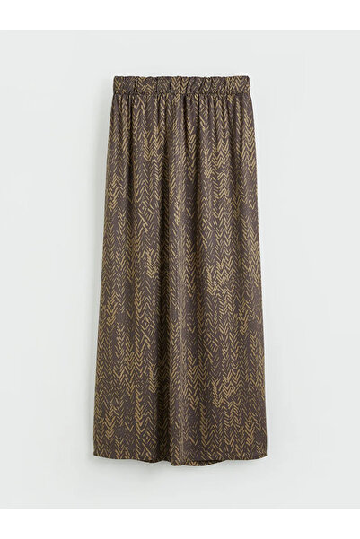 LC Waikiki Καφέ φούστα με ελαστική μέση και σχέδιο Belmando