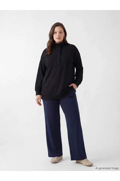 LC Waikiki Γυναικείο Φούτερ με ελαστική μέση μπλε Navy Blue