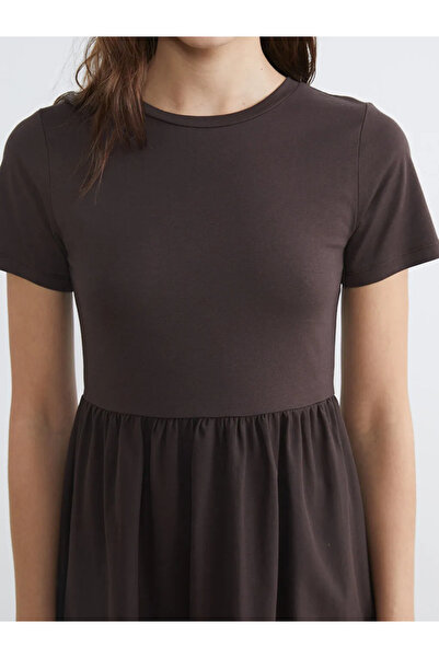 LC Waikiki Καφέ φόρεμα μίντι με τονισμένη μέση