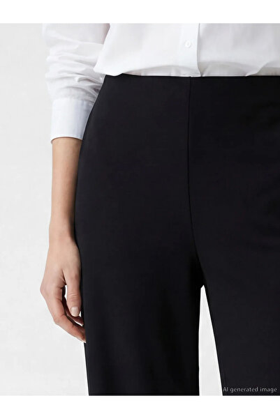 LC Waikiki Μαύρο ελαστικό στη μέση, μαλακό στο χέρι, γυναικείο παντελόνι