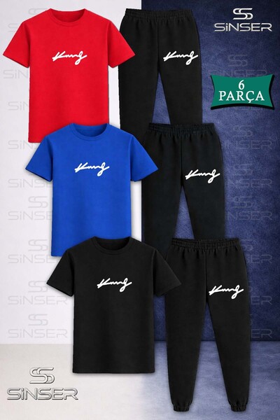 SS SİNSER Children's King Imza White 3L T-Shirt Tracksuit Set