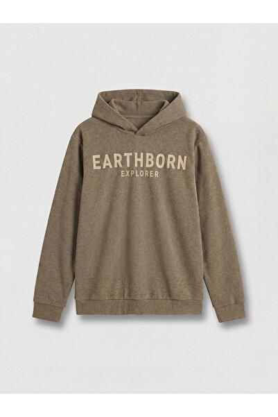 LC Waikiki Μπεζ σετ αθλητικής φόρμας για αγόρια με στάμπα και κουκούλα