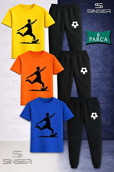 SS SİNSER Children's Football Player Sut Atan Syh 3-Piece T-Shirt Tracksuit Set