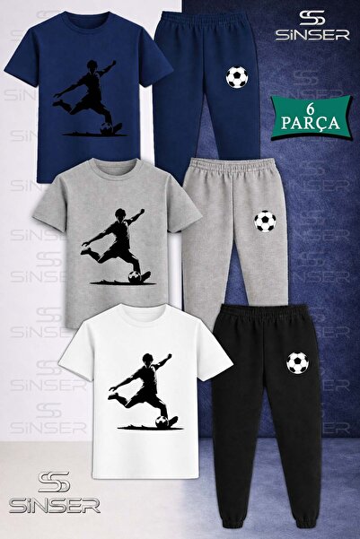 SS SİNSER Children's Football Player Sut Atan Syh 3-Piece T-Shirt Tracksuit Set