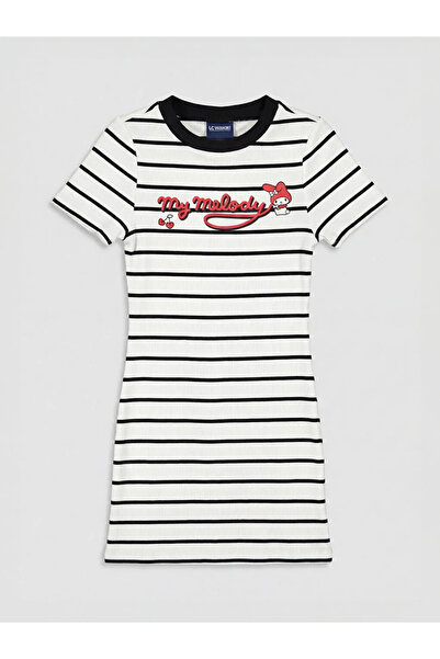 LC Waikiki Μαύρο φόρεμα για κορίτσια με άδεια My Melody