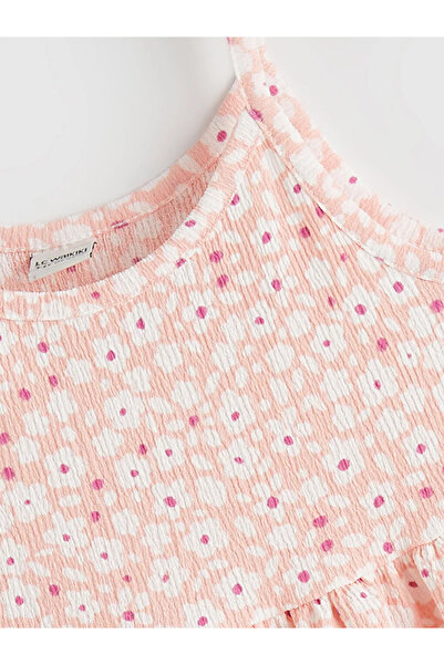 LC Waikiki Ροζ φόρεμα για κορίτσια με λουράκι σε σχήμα U