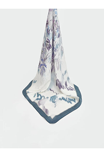 LC Waikiki Μωβ γυναικείο κασκόλ με φλοράλ σχέδιο