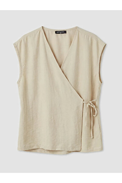 LC Waikiki Μπεζ μπλούζα με διπλό γιακά