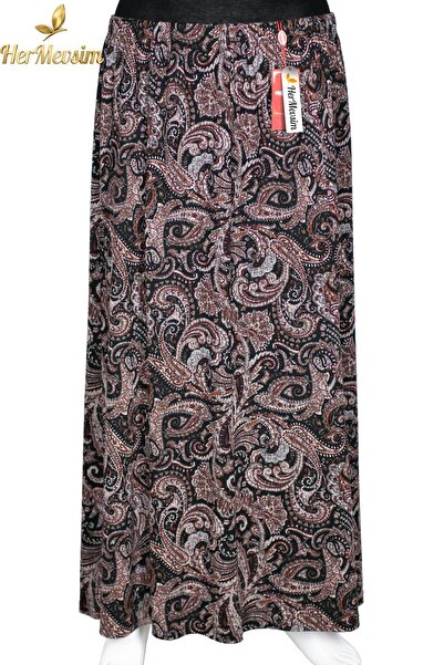 HESNA Women's Ecem Battal Size 8 Piece Elastic Black Skirt D57