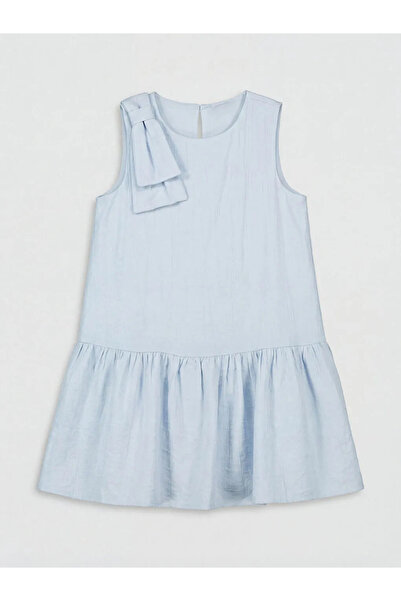 LC Waikiki Μπλε φόρεμα για κορίτσια με λεπτομέρεια φιόγκου σε σχήμα ποδηλάτου