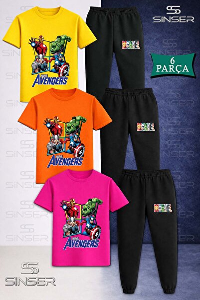 SS SİNSER طقم بدلة رياضية للأطفال MARVEL 4LU AVANGERS مكون من 3 قطع