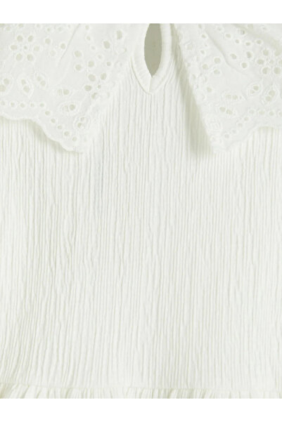 LC Waikiki Λευκό φόρεμα για κορίτσια με γιακά μωρού