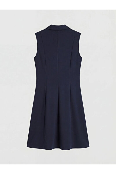 LC Waikiki Μπλε ναυτικό φόρεμα με λαιμόκοψη πόλο και απαλή υφή