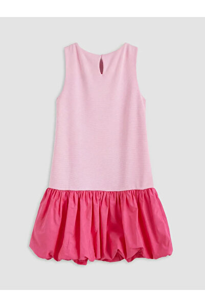 LC Waikiki Ροζ φόρεμα με λαιμόκοψη ποδηλάτου για κορίτσια με μπαλόνια