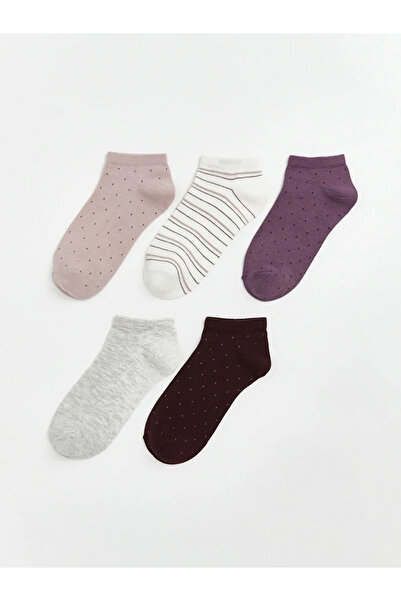 LC Waikiki Γυναικείες κάλτσες με μωβ σχέδια, σετ 5 τεμαχίων