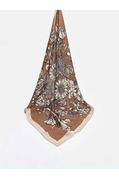 LC Waikiki Γυναικείο κασκόλ με καφέ φλοράλ σχέδιο