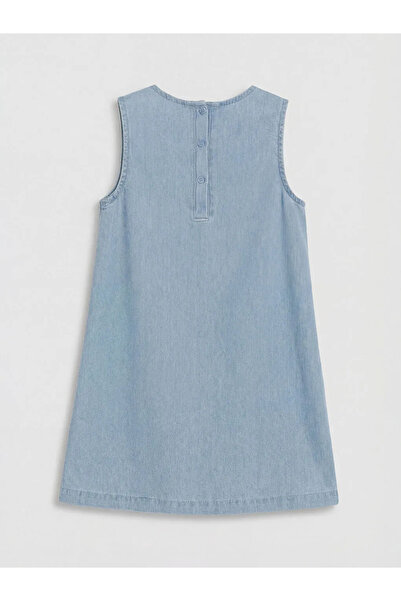 LC Waikiki Μπλε φόρεμα για κορίτσια με λεπτομέρεια φιόγκου σε σχήμα ποδηλάτου