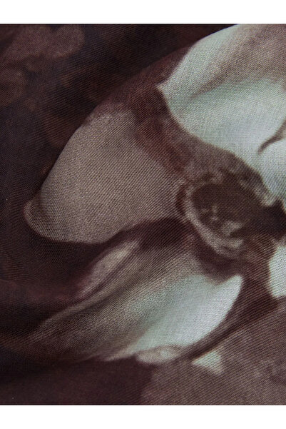 LC Waikiki Καφέ φλοράλ γυναικείο σάλι