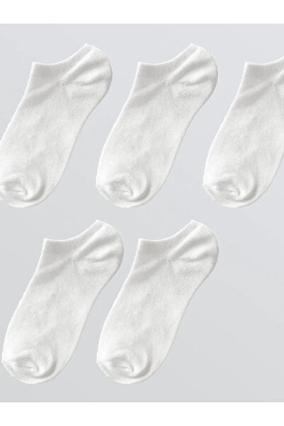 LC Waikiki Λευκές γυναικείες απλές κάλτσες sneaker σε συσκευασία 5 τεμαχίων