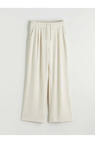 LC Waikiki Γυναικείο παντελόνι με ελαστική μέση σε μπεζ χρώμα