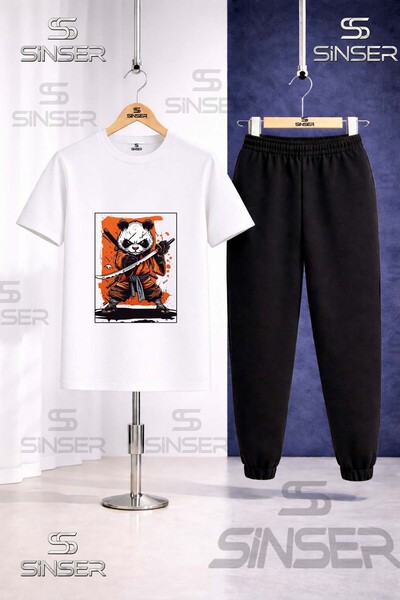 SS SİNSER Children's Panda Ninja Sword 3Lu in the Square 3LÜ T-Shirt Tracksui...