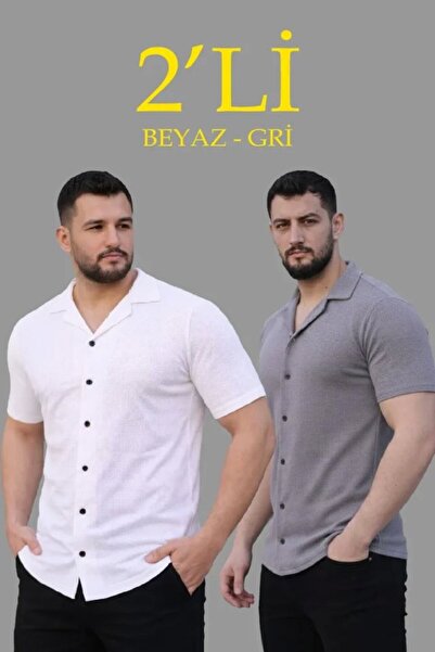 Kanonik Education Men's Waffle Woven Open Collar Buttoned Regular Fit 2-Piece...