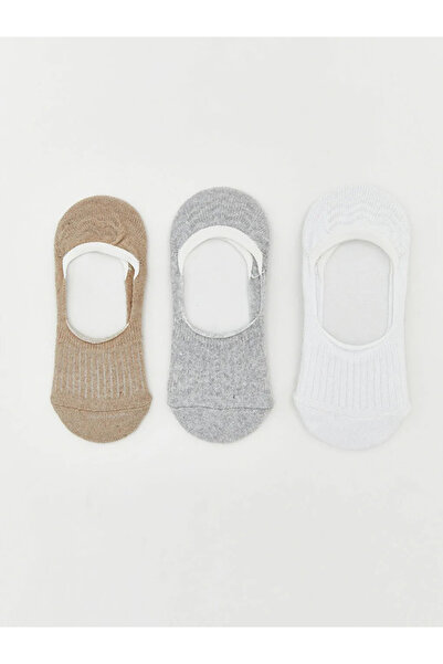 LC Waikiki Μπεζ κοριτσίστικες αντιολισθητικές κάλτσες μπαλαρίνας 3 τεμαχίων
