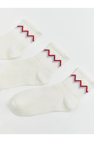 LC Waikiki Γυναικείες κάλτσες με σχέδιο εκρού, σετ 3 τεμαχίων