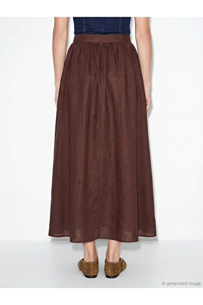 LC Waikiki Καφέ φούστα με φερμουάρ στη μέση και κορδόνι περίσφιξης