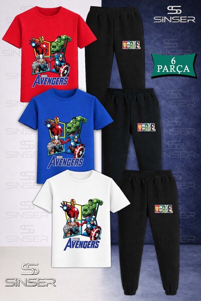 SS SİNSER طقم بدلة رياضية للأطفال MARVEL 4LU AVANGERS مكون من 3 قطع