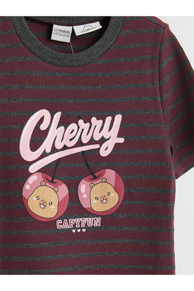 LC Waikiki Φόρεμα για κορίτσια με στάμπα Capyfun σε χρώμα δαμασκηνί