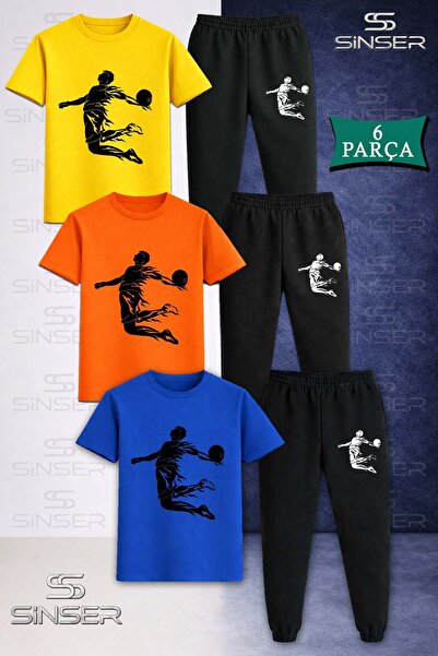 SS SİNSER Children's Basket Havara Asili Syh 3LÜ T-Shirt Tracksuit Set