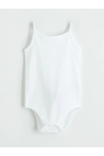 LC Waikiki White Strappy Baby Girl Snapback Bodysuit 3-Piece Set