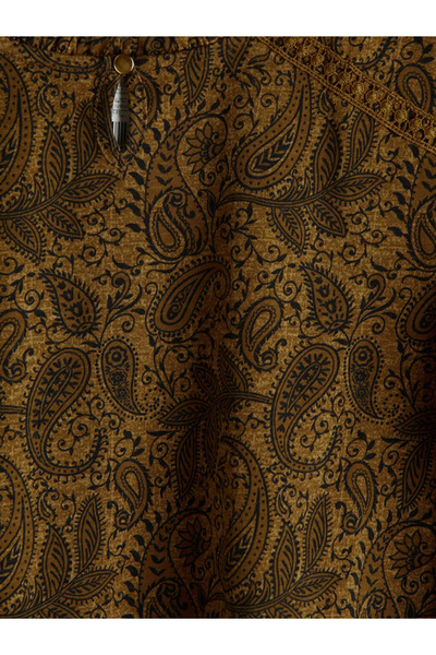 LC Waikiki Κίτρινη μπλούζα με βολάν και σχέδιο στον λαιμό