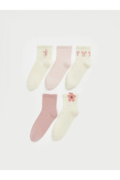 LC Waikiki Μπεζ φλοράλ γυναικείες κάλτσες 5 τεμαχίων