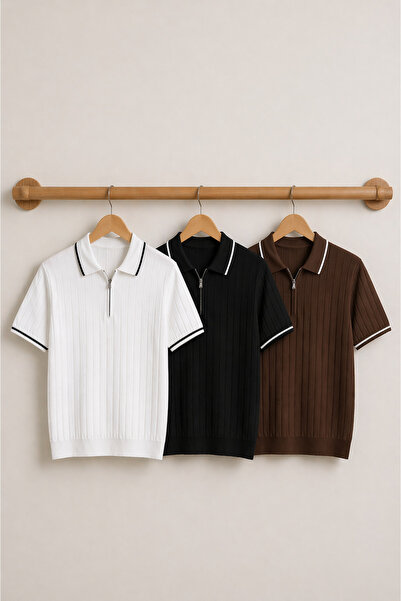 legends butik Ανδρικό Σετ 3 τεμαχίων Premium Πλεκτό Μπλουζάκι με Γιακά Πόλο –...