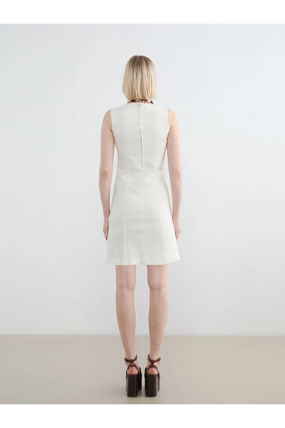 LC Waikiki Λευκό Μίνι Τζιν Φόρεμα