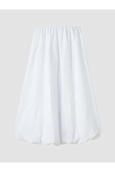 LC Waikiki Λευκή ελαστική φούστα μπαλόνι με λάστιχο στη μέση