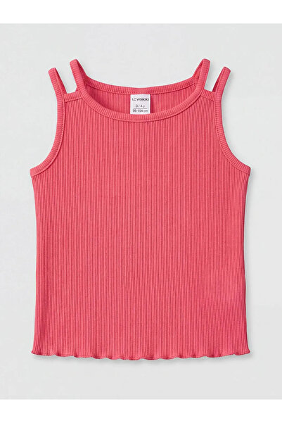 LC Waikiki Pink U-Neck Double Strap Camisole Girls' Undershirt