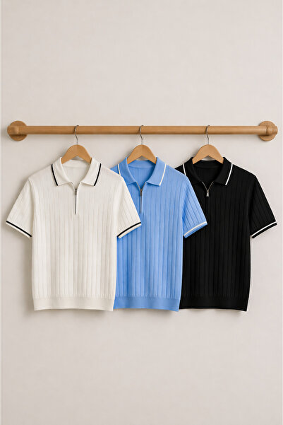 legends butik Ανδρικό Σετ 3 τεμαχίων Premium Πλεκτό Μπλουζάκι με Γιακά Πόλο –...