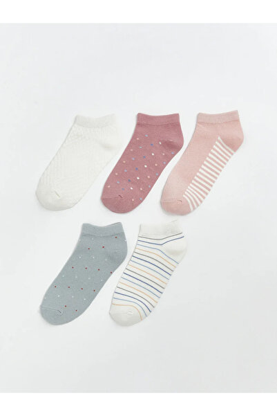 LC Waikiki Εκρού Πουά Γυναικείες Κάλτσες Μποτάκια Σετ 5 τεμαχίων